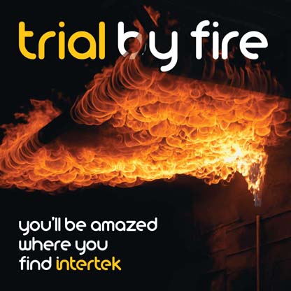 Flames covering the ceiling in a darkened room